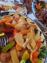 Links Schweinefleisch Süß-sauer 36 Rechts Panaeng Ped 76